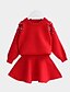 cheap Sets-Kids Girls&#039; Clothing Set Solid Colored Long Sleeve Basic Red Blushing Pink Green