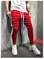 billige Herrebukser og -shorts-Men‘s Basic / Street chic Plus Size Daily Sports wfh Sweatpants Pants - Solid Colored Blue &amp; White / Black &amp; Red / Black &amp; White, Patchwork Red Yellow Rainbow XL XXL XXXL