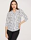 billige Toppe i overstørrelse-Women&#039;s Blouse Geometric Shirt Collar Daily Going out Patchwork Long Sleeve Loose Tops Basic Streetwear White