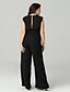 cheap Women&#039;s Jumpsuits &amp; Rompers-Women&#039;s Daily Basic V Neck Black Wide Leg Jumpsuit, Solid Colored XL XXL XXXL Sleeveless Summer