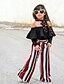 cheap Sets-Kids Girls&#039; Clothing Set Long Sleeve Black Striped Lace up Cotton Streetwear