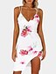 Χαμηλού Κόστους Vestidos Estampados-Women&#039;s Bodycon White Navy Blue Sleeveless Floral Print Summer Strap Sexy Going out Slim S M L XL