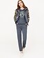 cheap Women&#039;s Two Piece Sets-Women&#039;s Set Wine Blue Gray Geometric Long Sleeve Casual Daily Chinoiserie Hooded Fall Winter