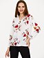 ieftine Bluze Tunică-Pentru femei În V Cămașă Concediu De Bază - Floral Imprimeu Alb