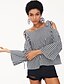 cheap Plus Size Tops-Women&#039;s Shirt Check Round Neck Black Daily Going out Print Clothing Apparel / Winter / Long Sleeve / Sexy / Loose Fit