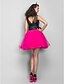 cheap Cocktail Dresses-A-Line Color Block Cute Beaded &amp; Sequin Homecoming Cocktail Party Dress Jewel Neck Sleeveless Short / Mini Tulle Sequined with Beading Sequin 2020