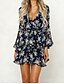 cheap Women&#039;s Dresses-Women&#039;s Dress - Long Sleeve Floral Print Wrap Summer Fall Deep V Holiday Going out White S M L XL