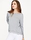 cheap Plus Size Tops-Women&#039;s Blouse Patchwork Round Neck Gray Daily Weekend Lace Clothing Apparel Cotton / Long Sleeve / Loose Fit