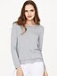 cheap Plus Size Tops-Women&#039;s Blouse Patchwork Round Neck Gray Daily Weekend Lace Clothing Apparel Cotton / Long Sleeve / Loose Fit