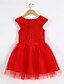 cheap Dresses-Kids Little Girls&#039; Dress Solid Colored Party Holiday Embroidered Red Cotton Knee-length Short Sleeve Active Sweet Dresses Summer Slim