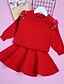 cheap Sets-Kids Girls&#039; Clothing Set Solid Colored Long Sleeve Basic Red Blushing Pink Green