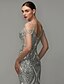 cheap Evening Dresses-Sheath / Column Elegant Beaded &amp; Sequin Prom Formal Evening Dress V Neck Short Sleeve Floor Length Sequined with Beading Sequins 2020