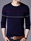cheap Men&#039;s Sweaters &amp; Cardigans-Men&#039;s Striped Pullover Long Sleeve Regular Sweater Cardigans Round Neck Black Blue Red