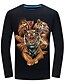 ieftine Maieu &amp; Tricouri Bărbați-Bărbați Mărime Plus Size Animal Tigru Imprimeu Tricou Șic Stradă Zilnic Rotund Negru / Bleumarin / Primăvară / Toamnă / Manșon Lung