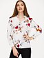 billige Tuniktopper-V-hals Skjorte Dame - Blomstret, Trykt mønster Grunnleggende Ferie Hvit
