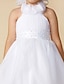 お買い得  子供用ドレス-Ａライン アシメントリー フラワーガールドレス 結婚式 かわいいウエディング ドレス オーガンザ ととも​​に リボン フィット 3-16 歳