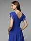 cheap Special Occasion Dresses-A-Line Cute Dress Cocktail Party Asymmetrical Short Sleeve V Neck Chiffon V Back with Pleats 2023