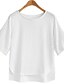 levne Dámské halenky a košile-Women&#039;s Blouse Shirt Solid Colored Round Neck White Black Pink Yellow Short Sleeve Daily Loose Fit Tops Cotton