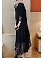 رخيصةأون فساتين رومانسية دانتيل-نسائي فستان شكل حرف A فستان طويل كم طويل أسود لون سادة تقليم الدانتيل الخريف الربيع قياس كبير أسود L XL XXL 3XL 4XL 5XL 6XL