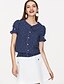 billige T-skjorter til kvinner-Bomull Puffermer T-skjorte Dame - Ensfarget, Åpen rygg Vintage BLå &amp; Hvit / fin Stripe