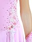 abordables Tenues de patinage artistique-Robe de Patinage Artistique Femme Fille Patinage Robes Tenue Rose pâle Fleur Spandex Haute élasticité Compétition Tenue de Patinage Chaud Fait à la main A Bijoux Strass Manches Longues Patinage sur