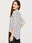 billige Toppe i overstørrelse-Women&#039;s Blouse Geometric Shirt Collar Daily Going out Patchwork Long Sleeve Loose Tops Basic Streetwear White
