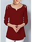 お買い得  レディース ブラウス＆シャツ-女性用 シャツ ソリッド 長袖 トップの Ｖネック ブラック ルビーレッド ピンク
