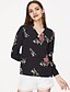 billige Tuniktopper-V-hals Skjorte Dame - Blomstret, Trykt mønster Grunnleggende Ferie Hvit