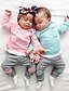 billiga Babykläder för flicka-Bebis Flickor Ledigt Dagligen Enfärgad Lappverk Långärmad Normal Klädesset Rodnande Rosa / Småbarn