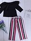 cheap Sets-Kids Girls&#039; Clothing Set Long Sleeve Black Striped Lace up Cotton Streetwear
