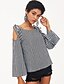 cheap Plus Size Tops-Women&#039;s Shirt Check Round Neck Black Daily Going out Print Clothing Apparel / Winter / Long Sleeve / Sexy / Loose Fit