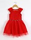 cheap Dresses-Kids Little Girls&#039; Dress Solid Colored Party Holiday Embroidered Red Cotton Knee-length Short Sleeve Active Sweet Dresses Summer Slim