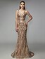cheap Evening Dresses-Mermaid / Trumpet Elegant &amp; Luxurious Sparkle &amp; Shine Beaded &amp; Sequin Formal Evening Black Tie Gala Dress V Neck Sleeveless Sweep / Brush Train Sequined with Sequin 2020