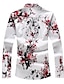 cheap Men&#039;s Shirts-Men&#039;s Shirt Floral Nature &amp; Landscapes Plus Size Print Long Sleeve Casual Slim Tops Party Basic Beach Red