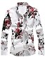 cheap Men&#039;s Shirts-Men&#039;s Shirt Floral Nature &amp; Landscapes Plus Size Print Long Sleeve Casual Slim Tops Party Basic Beach Red