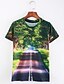 cheap Men&#039;s 3D T-shirts-Men&#039;s T shirt Tee Graphic Scenery Round Neck Green Short Sleeve Daily Print Slim Tops Active / Summer / Summer