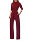 cheap Plus Size Bottoms-Women&#039;s Daily Crew Neck White Black Red Jumpsuit Solid Colored / Wide Leg