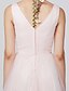 preiswerte Brautjungfernkleider-A-Line V Neck Floor Length Chiffon / Tulle Bridesmaid Dress with Pleats