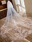 cheap Wedding Veils-Two-tier Floral / Lace Wedding Veil Cathedral Veils with Appliques Lace / Tulle / Mantilla