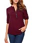 cheap Plus Size Tops-Women&#039;s Daily T-shirt - Solid Colored V Neck Wine