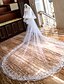 cheap Wedding Veils-Two-tier Flower Style / Lace Applique Edge Wedding Veil Cathedral Veils with Ruffles / Appliques Lace / Tulle / Mantilla