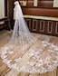cheap Wedding Veils-Two-tier Flower Style Wedding Veil Cathedral Veils with Petal / Appliques Tulle / Mantilla