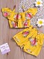 cheap Sets-Kids Toddler Girls&#039; Clothing Set Sleeveless Yellow Floral Print Daily Boho Short
