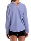 preiswerte Blusen und Hemden für Damen-Damen Alltag Hemd Gestreift 3/4 Ärmel Oberteile Baumwolle Street Schick V-Ausschnitt Blau / Ausgehen