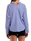 voordelige Damesblouses en -shirts-Dames Dagelijks Overhemd Gestreept 3/4 mouw Tops Katoen Street chic V-hals blauw / Uitgaan