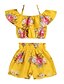cheap Sets-Kids Toddler Girls&#039; Clothing Set Sleeveless Yellow Floral Print Daily Boho Short