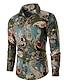 cheap Men&#039;s Shirts-Men&#039;s Shirt Collar Paisley Tribal Green Yellow Army Green Red Long Sleeve Street Daily Tops Basic Vintage Fashion Cool / Wash with similar colours / Breathable / Holiday