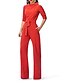 cheap Plus Size Bottoms-Women&#039;s Daily Crew Neck White Black Red Jumpsuit Solid Colored / Wide Leg