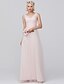 preiswerte Brautjungfernkleider-A-Line V Neck Floor Length Chiffon / Tulle Bridesmaid Dress with Pleats