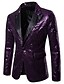 cheap Men&#039;s Trench Coat-Men&#039;s Blazer Party Club Basic Punk &amp; Gothic Solid Colored Regular Fit Polyester Men&#039;s Suit Blue / Purple / Silver - V Neck / Sequins / Winter / Long Sleeve